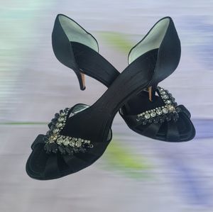 GUISEPPE ZANOTTI Luxury Black Rhinestone Heels Women's Size 8,5 Italy